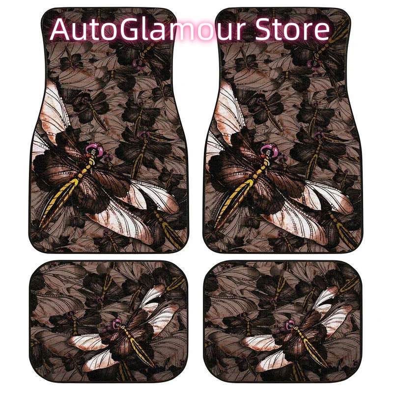Car Accessories Gift Ideas - 브라운 잠자리 자동차 바닥 매트 맞춤형