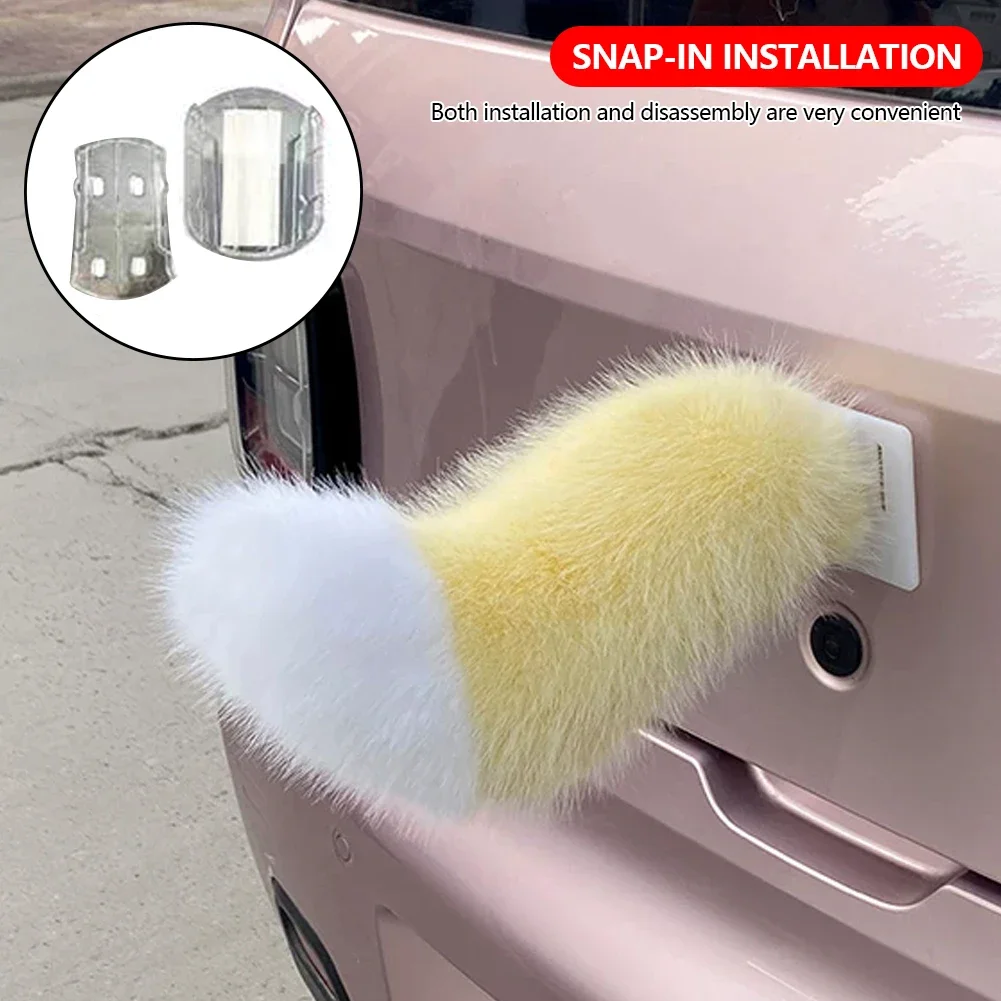 Car Accessories Rear - 귀여운 전동 플러시 여우 꼬리 장식,