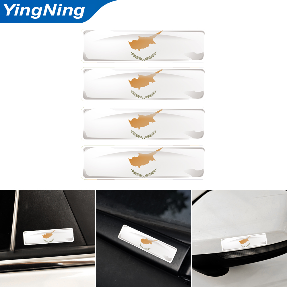 Car Accessories Cyprus - 4PCS 키프로스 국기 스티커 3D 돔형
