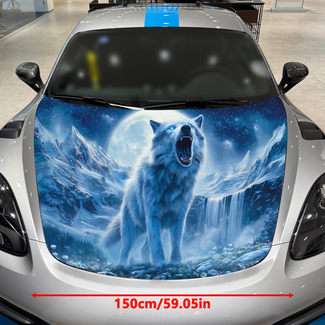 겨울 산 밤 풍경 늑대 자동차 후드 스티커-PVC 비닐 - Car Accessories For Winter 리뷰 및 가격