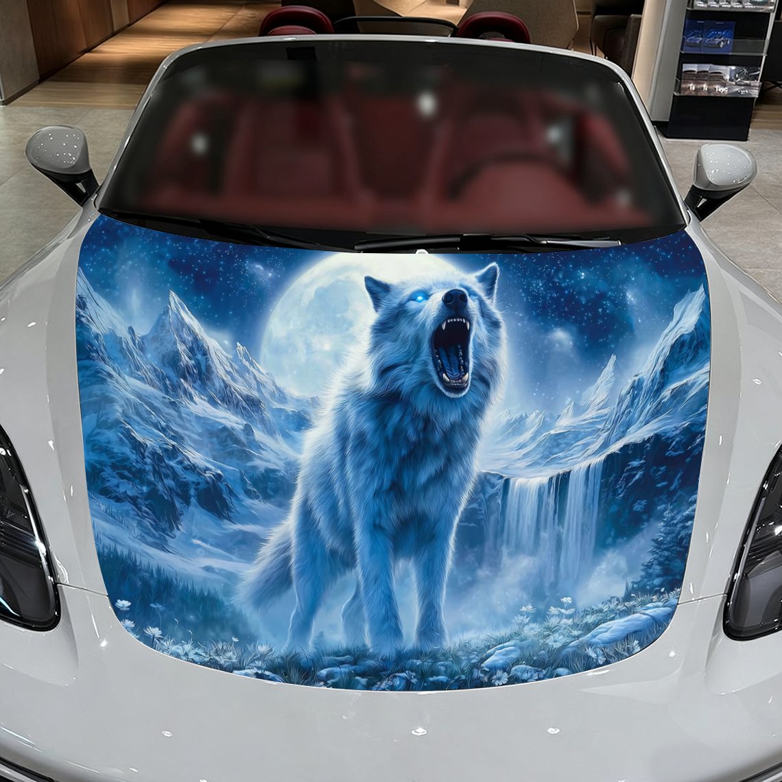 겨울 산 밤 풍경 늑대 자동차 후드 스티커-PVC 비닐 - Car Accessories For Winter 리뷰 및 가격
