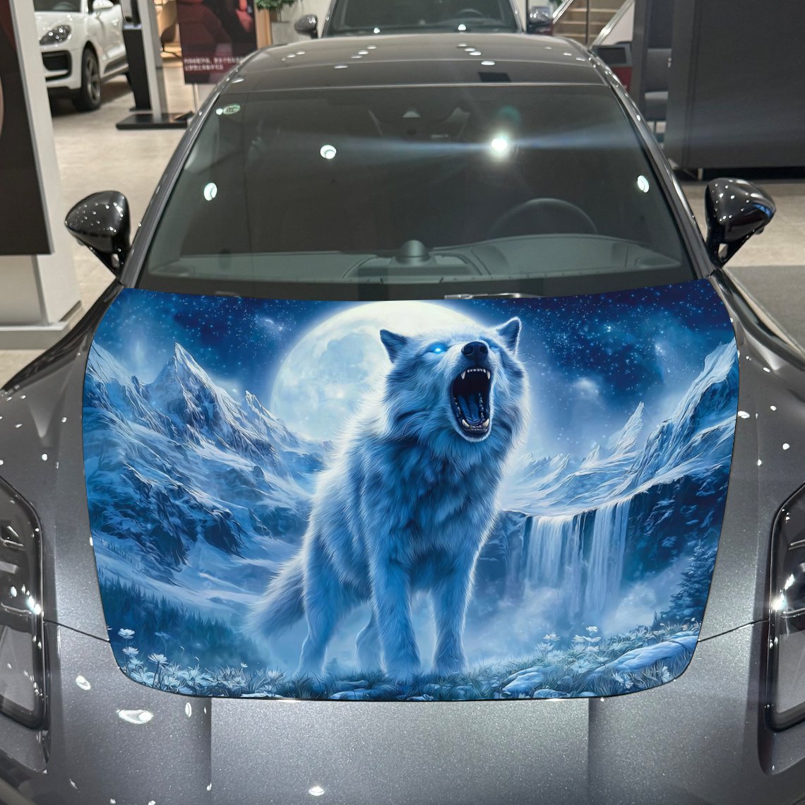 겨울 산 밤 풍경 늑대 자동차 후드 스티커-PVC 비닐 - Car Accessories For Winter 리뷰 및 가격