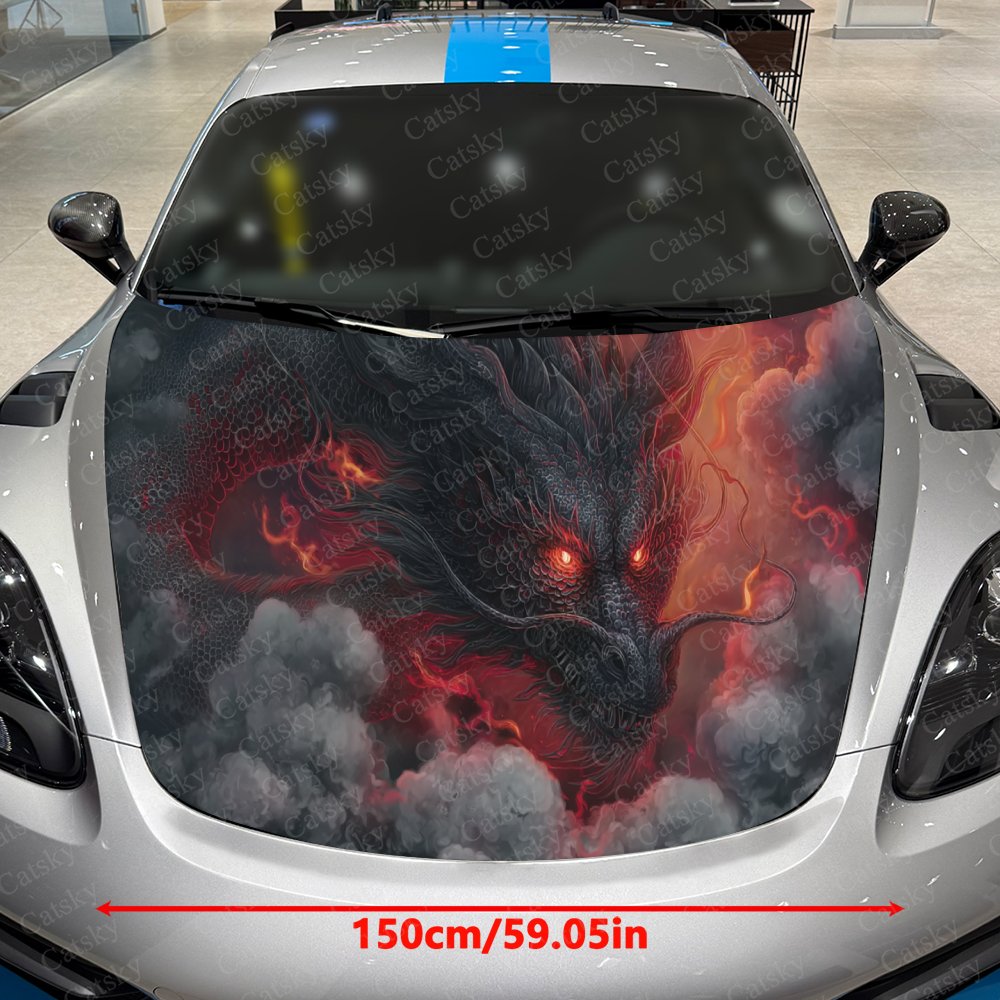 블랙 드래곤 자동차 후드 스티커 - 자체 접착 방수 P - Car Accessories Gift Ideas 리뷰 및 가격