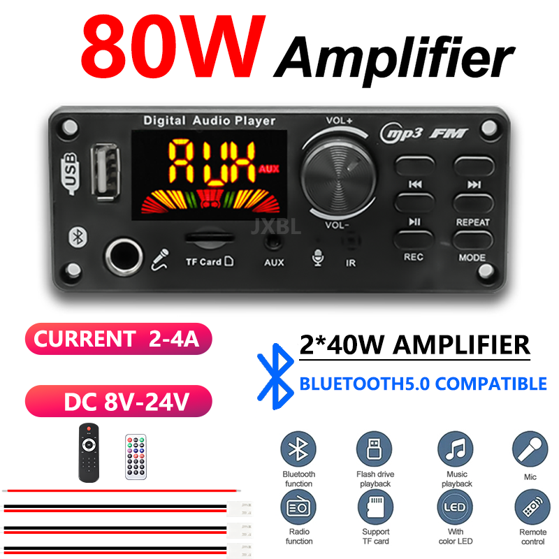 80W 블루투스 5.0 MP3 디코더 보드 2x40W  - Fm Transmitter 리뷰 및 가격