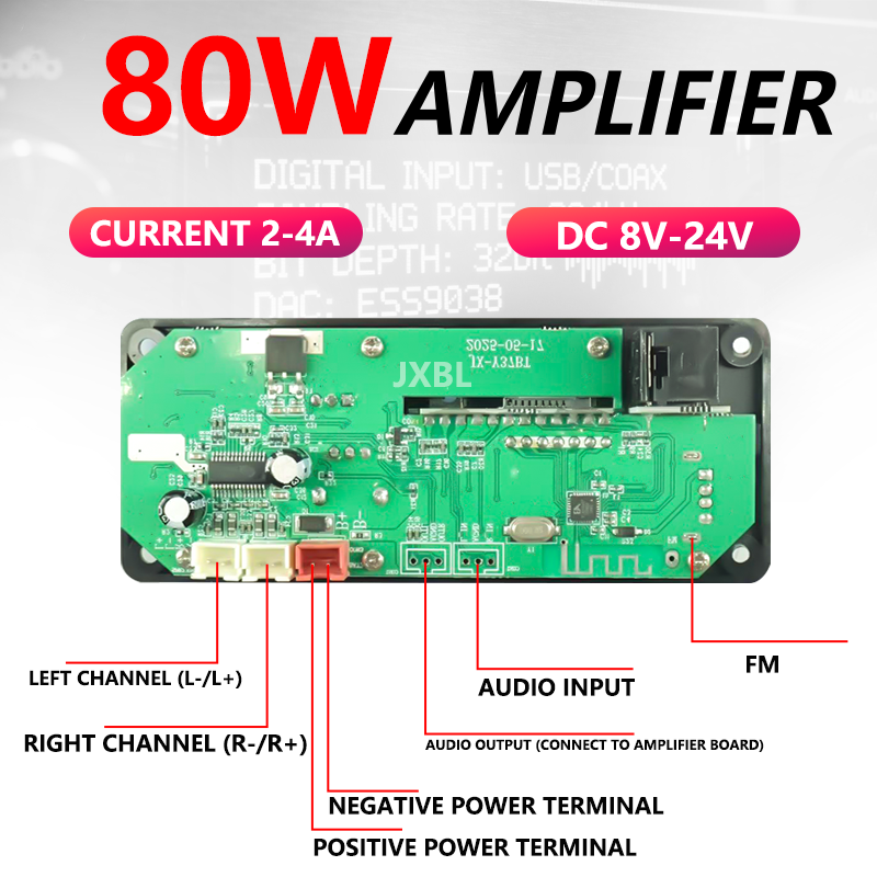 80W 블루투스 5.0 MP3 디코더 보드 2x40W  - Fm Transmitter 리뷰 및 가격