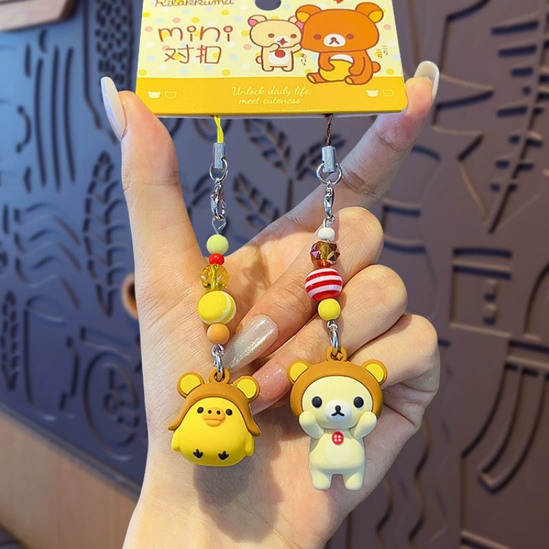 귀여운 리락쿠마 코릴락쿠마 키체인 리본 비즈 펜던트 만 - Car Accessories For Women 리뷰 및 가격