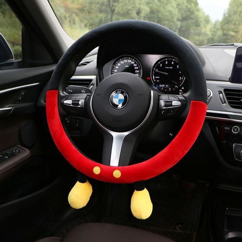 귀여운 디즈니 플러시 스티어링 휠 커버 미키와 미니 스 - Car Accessories For Winter 리뷰 및 가격