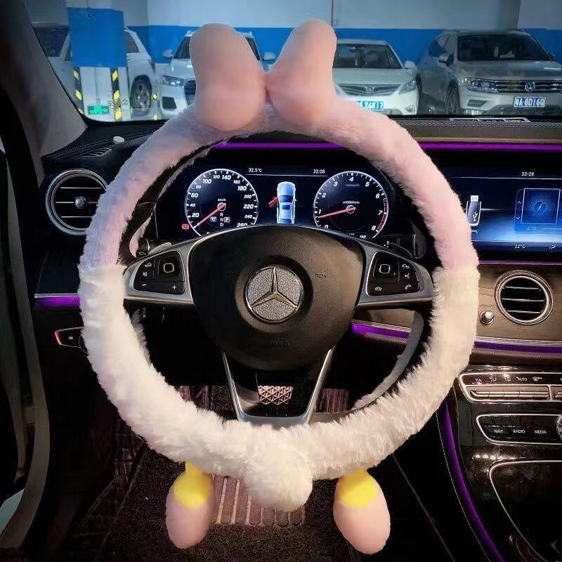 귀여운 디즈니 플러시 스티어링 휠 커버 미키와 미니 스 - Car Accessories For Winter 리뷰 및 가격